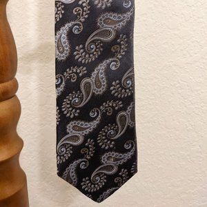 Pronto Uomo Men's Tie, Gray & Light Blue Paisley